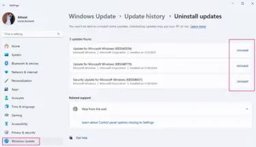 Uninstall Update Windows 11